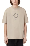 Allsaints Tierra Cotton Graphic T-shirt In Mire Brown