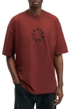Allsaints Tierra Cotton Graphic T-shirt In Winehouse Red