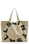 Allsaints Tierra Large Tote Bag In Taupe/jet Black