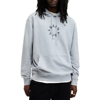 Allsaints Tierra Logo Cotton French Terry Graphic Hoodie In Machine Grey