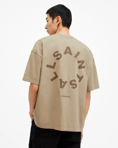 Allsaints Tierra Oversized Crew Neck Logo T-shirt In Acre Brown