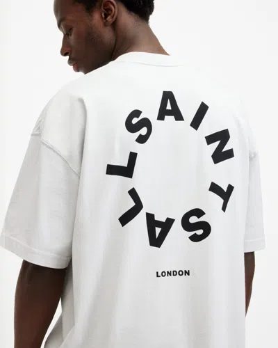 Allsaints Tierra Oversized Crew Neck Logo T-shirt In Cool Grey