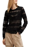 Allsaints Tiff Lace Panelled Sheer Top In Black