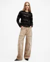 Allsaints Tiff Lace Panelled Sheer Top In Black