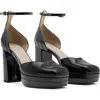 Allsaints Tiffanny Platform Sandal In Black Shine