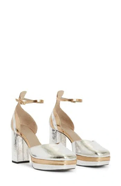 Allsaints Tiffany Met Platform Pump In Silver/gold