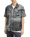 Allsaints Tijuana Bandana Print Short Sleeve Cotton Button-up Shirt In Jet Black