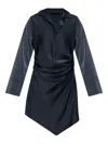 Allsaints Tira Long Sleeve Mini Shirtdress In Black