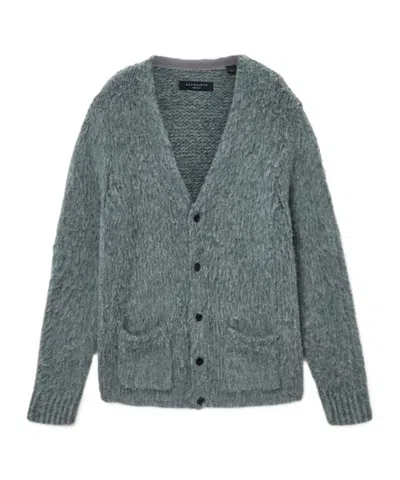 Allsaints Mens Nordic Green Tobie V-neck Wool-blend Cardigan In Gray