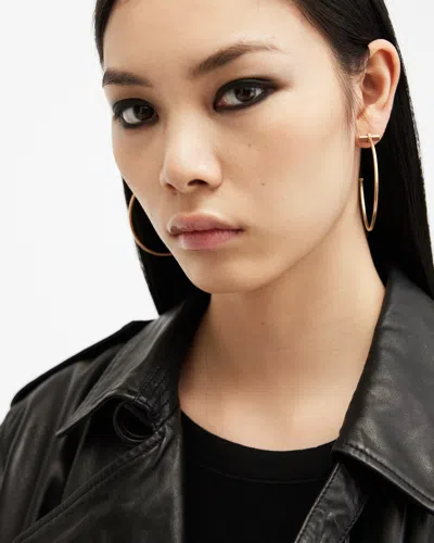 Allsaints Toggle Large Hoop Earrings In Warm Brass