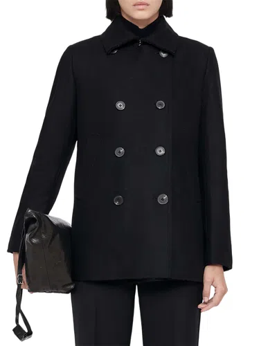 Allsaints Tommie Wool Blend Peacoat In Black