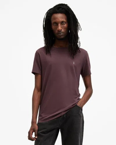 Allsaints Tonic Crew Neck Slim Ramskull T-shirt In Beet Red