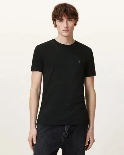 Allsaints Mens Brace Logo-embroidered Cotton-jersey T-shirt Jet Black