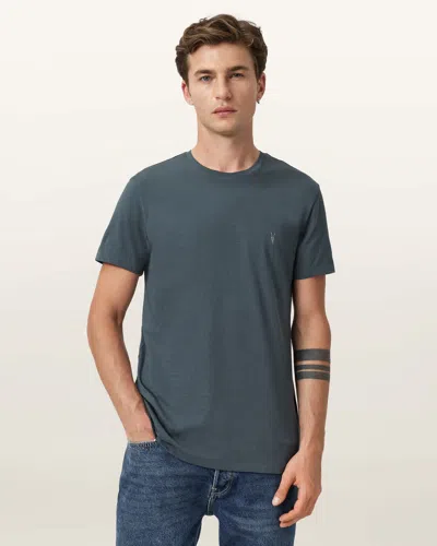 Allsaints Tonic Crew Neck Slim Ramskull T-shirt In Blue