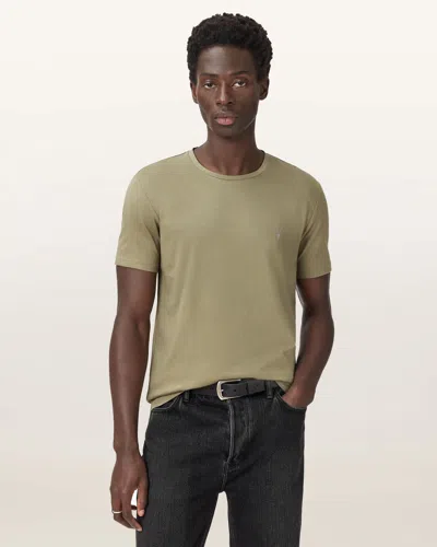 Allsaints Tonic Crew Neck Slim Ramskull T-shirt In Green