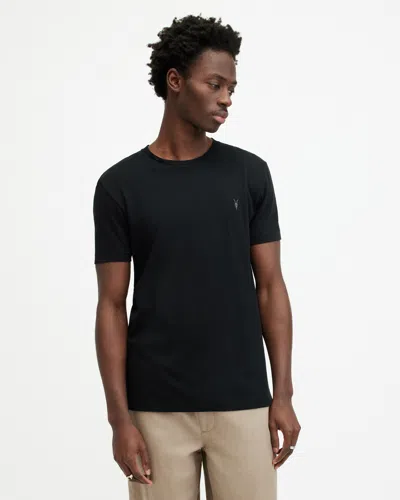 Allsaints Tonic Crew Neck Slim Ramskull T-shirt In Jet Black