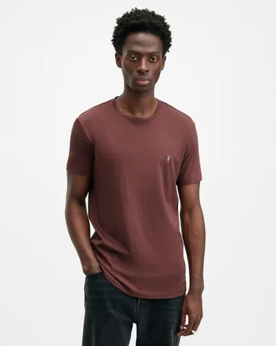 Allsaints Tonic Crew Neck Slim Ramskull T-shirt In Moretti Red