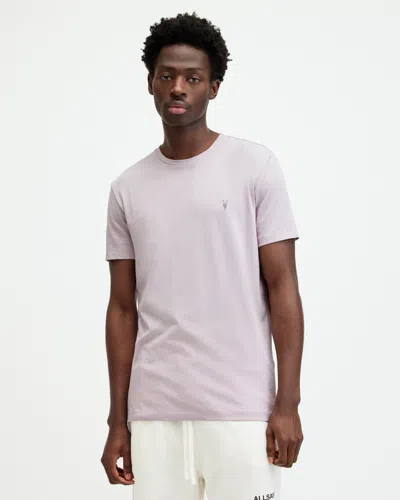 Allsaints Tonic Crew Neck Slim Ramskull T-shirt In Sugared Lilac