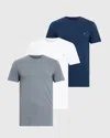 Allsaints Tonic Crew Ramskull T-shirts 3 Pack In Blue/blue/opt Wht