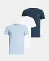 Allsaints Tonic Crew Ramskull T-shirts 3 Pack In Blue/blue/white