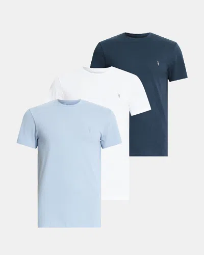 Allsaints Tonic Crew Ramskull T-shirts 3 Pack In Blue/blue/whit