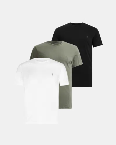 Allsaints Tonic Crew Ramskull T-shirts 3 Pack In Green/black/white