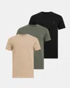 Allsaints Tonic Crew Ramskull T-shirts 3 Pack In Green/taupe/bl
