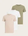 Allsaints Set Of 3 Cotton Tonic T-shirts In White/brown/green