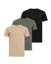 Allsaints Tonic Crew Ramskull T-shirts 3 Pack In Green/taupe/black
