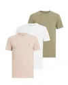 Allsaints Set Of 3 Cotton Tonic T-shirts In White/brown/green