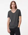 Allsaints Tonic Scoop Neck Slim Ramskull T-shirt In Carter Grey