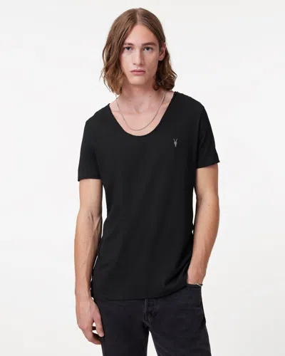 Allsaints Tonic Scoop Neck Slim Ramskull T-shirt In Jet Black