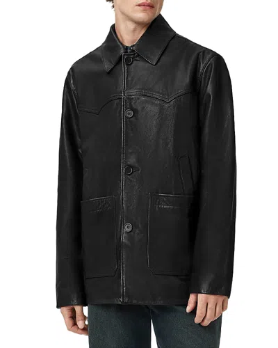 Allsaints Toulouse Leather Coat In Black