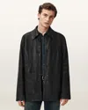 Allsaints Toulouse Single Breasted Leather Coat In Black