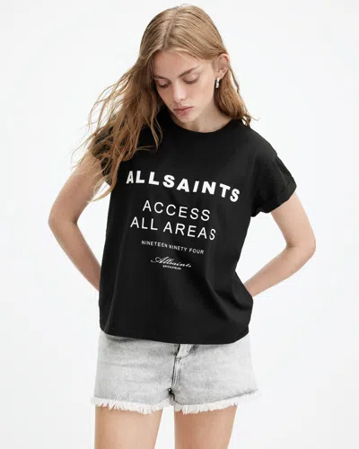 Allsaints Tour Anna Crew Neck Graphic T-shirt In Black