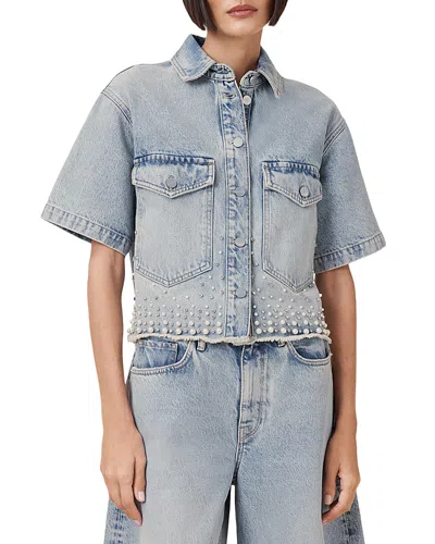 ALLSAINTS TOVE EMBELLISHED CROPPED SHIRT