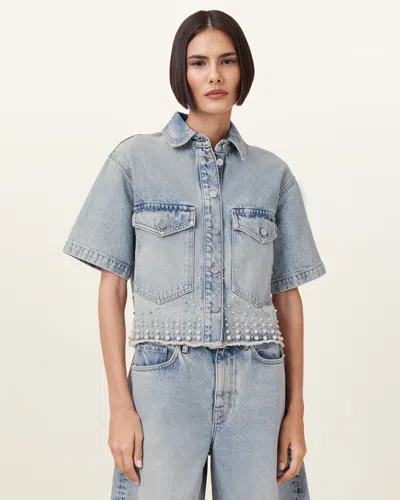 ALLSAINTS TOVE EMBELLISHED OVERSIZED DENIM SHIRT