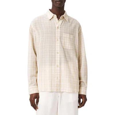 Allsaints Mens Sandstone Brow Toya Check Long-sleeve Cotton Shirt In Neutral