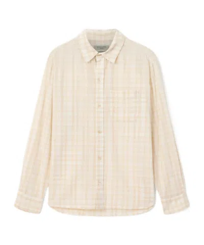 Allsaints Mens Sandstone Brow Toya Check Long-sleeve Cotton Shirt In Neutral