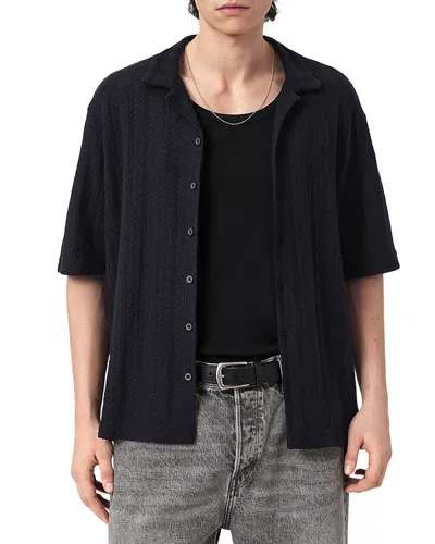 Allsaints Trace Oversized Fit Short Sleeve Shirt In Black