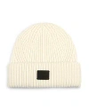 Allsaints Travelling Rib Knit Wool Blend Beanie In White