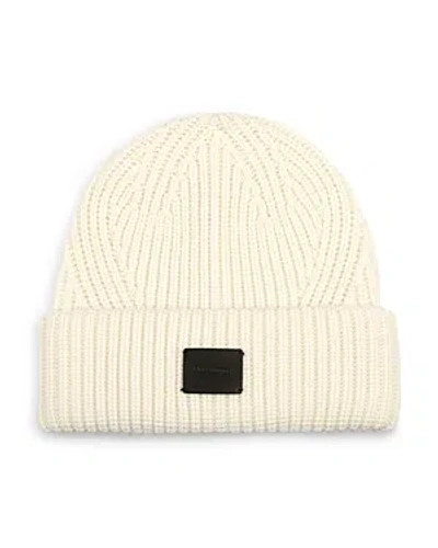 Allsaints Travelling Rib Knit Wool Blend Beanie In White