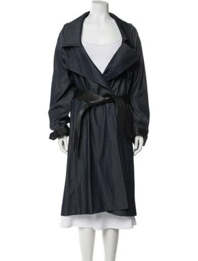 Pre-owned Allsaints Trench Coat In Blue