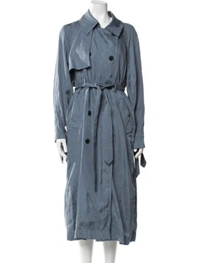 Pre-owned Allsaints Trench Coat In Blue