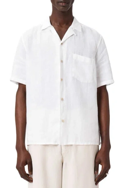Allsaints Mens Ecru Tri Short-sleeved Linen Shirt Xxl In White