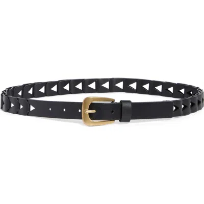 Allsaints Triangle Cutout Belt In Black / Antique Brass