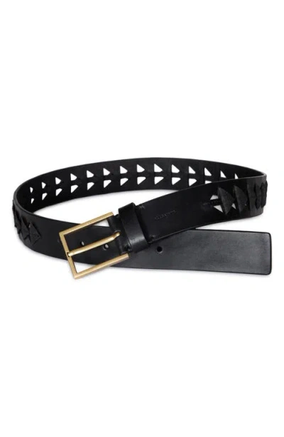 Allsaints Triangle Slice Leather Belt In Black