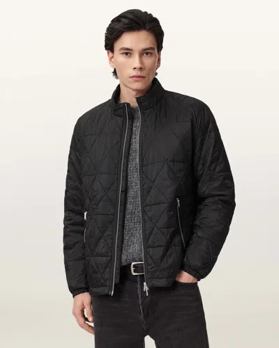 Allsaints Tribex Matte Quilted Nylon Jacket In Black