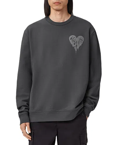 Allsaints Trip Crewneck Cotton Sweatshirt In Gray