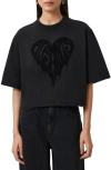 Allsaints Trip Etta Oversize Crop Cotton T-shirt In Black